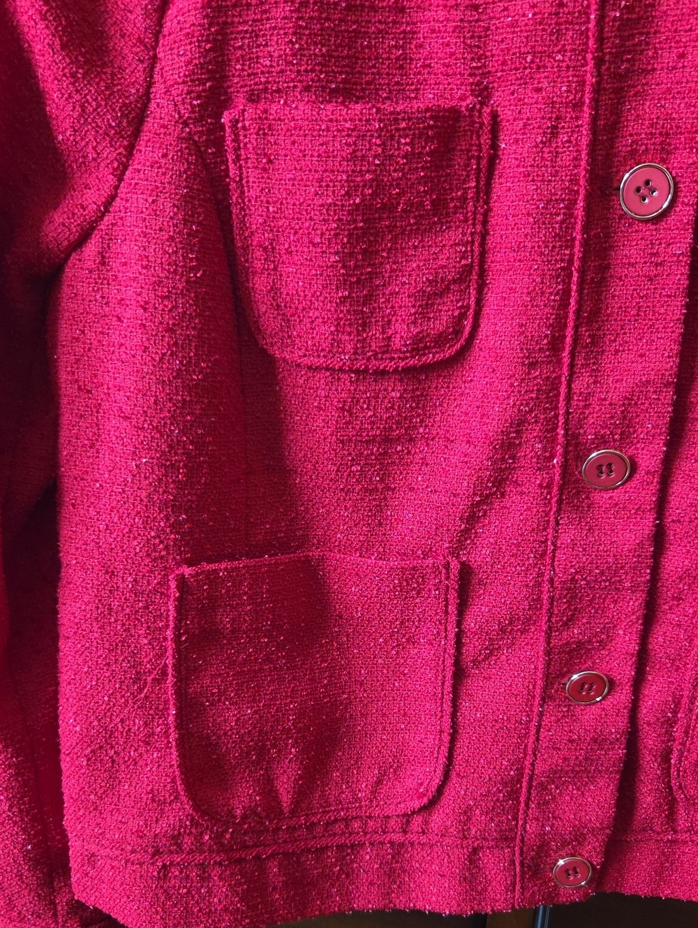 Classy Liz‎ Claiborne Size 14 Boucle Red Button Front Blazer - Picture 3 of 8
